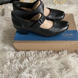 Clarks Black Leather Heels